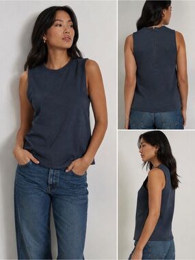 Max Mara Mainline Silk Stretch Knit Sleeveless Tank Top Shell Zip Back S